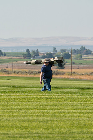 Frank Burke walks back after recovering his large V-2
